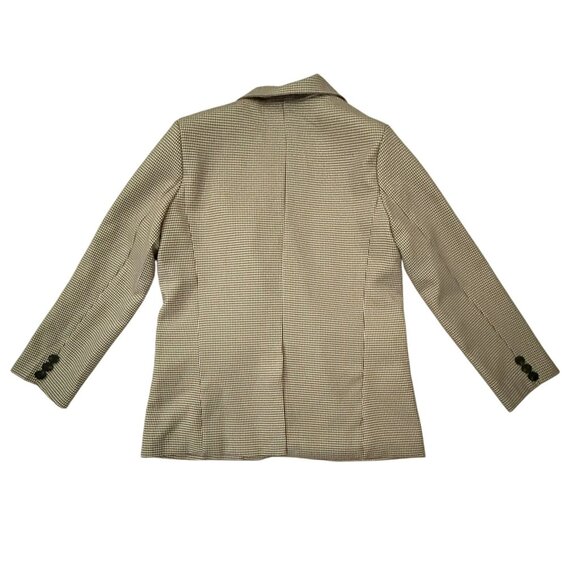 Lucky U Womens Houndstooth Blazer Brown Two Button Jacket Size Medium Cotton Ble - Picture 11 of 11